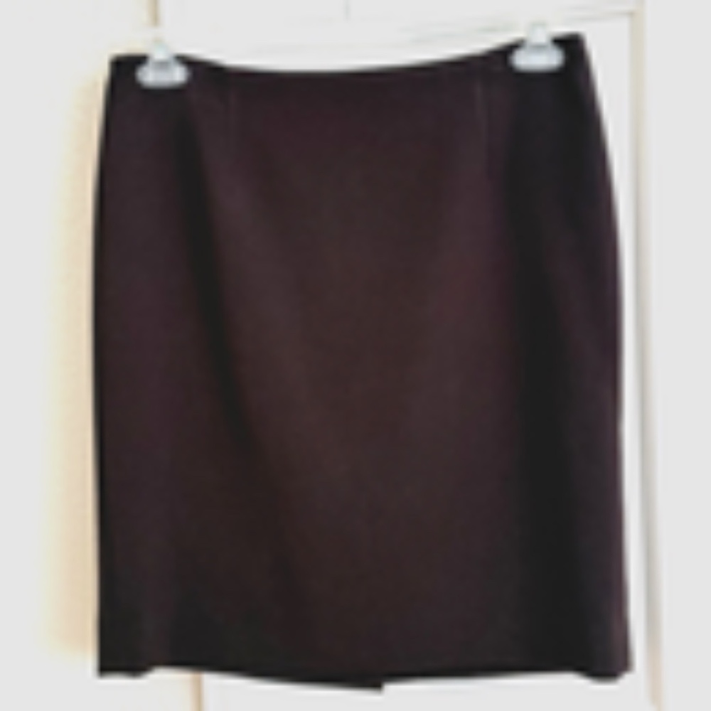 ANNE KLEIN Brown/Maroon Fully Lined Back Vents Career Office Pencil Skirt, sz. 8